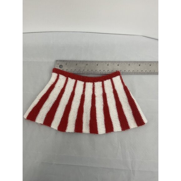 Baby Doll & Stuffed Animal Skirt Set Red Lace & Red/White Striped Knit Design - Picture 3 of 6